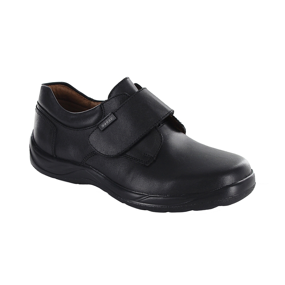 Zapato Escolar Audaz para niño en piel negro Tadeo con tira de contacto