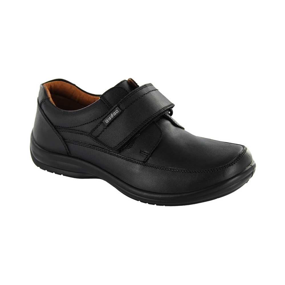 thumbnail image 1 of Zapato Escolar Audaz para niño en piel negro Torino con tira de contacto, 1 of 2