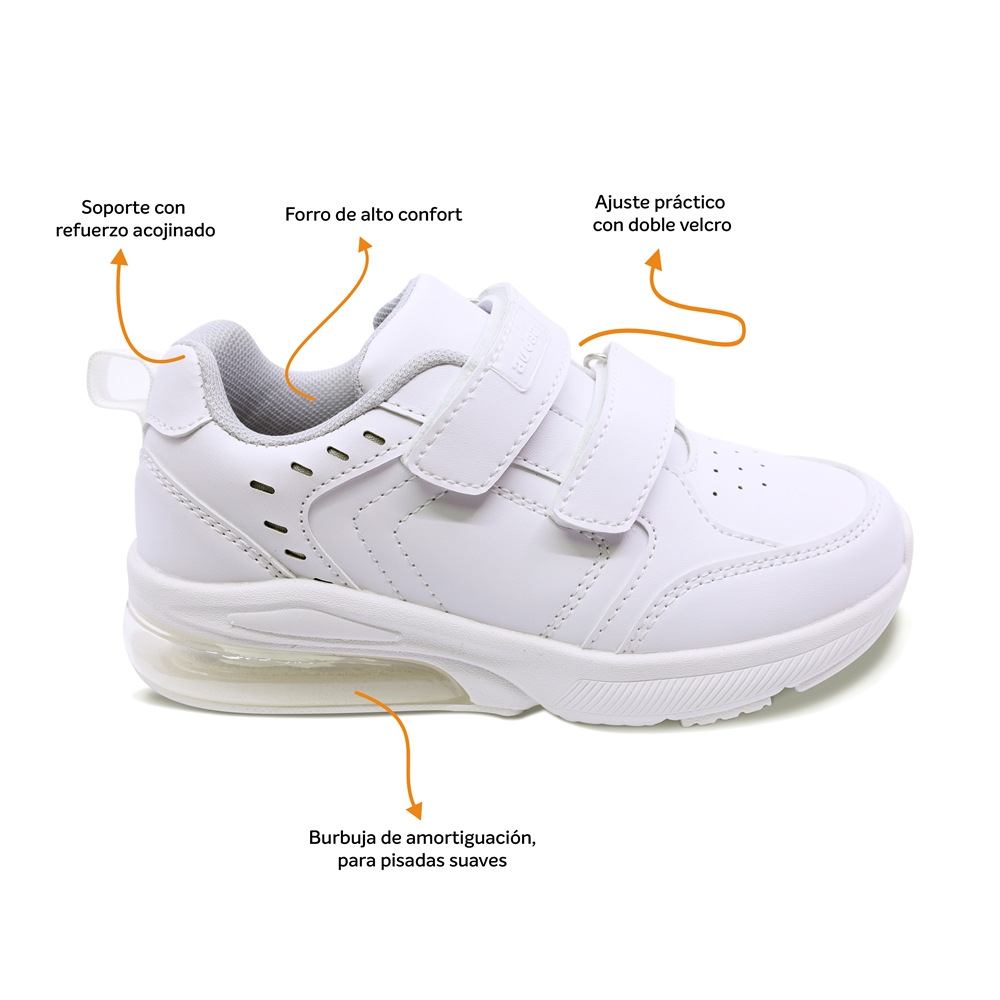thumbnail image 2 of Tenis escolar Audaz para niño sintético blanco Maserati con doble tira de contacto, 2 of 5